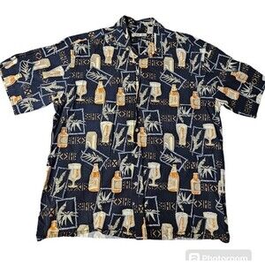 Batik Bay Hawaiian Shirt Beer Button Up Size L